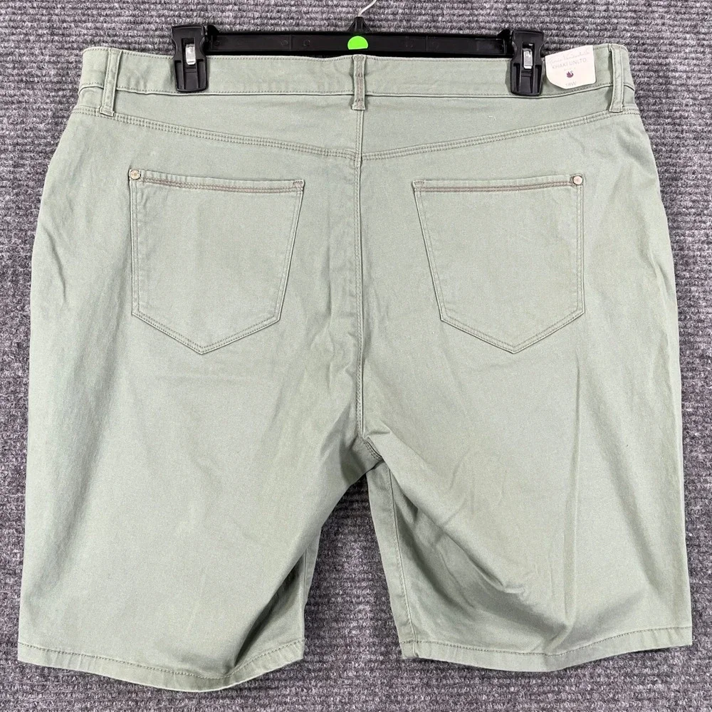 Gloria Vanderbilt Sadie Bermuda Shorts Womens 18W Sage Green Sateen Summer